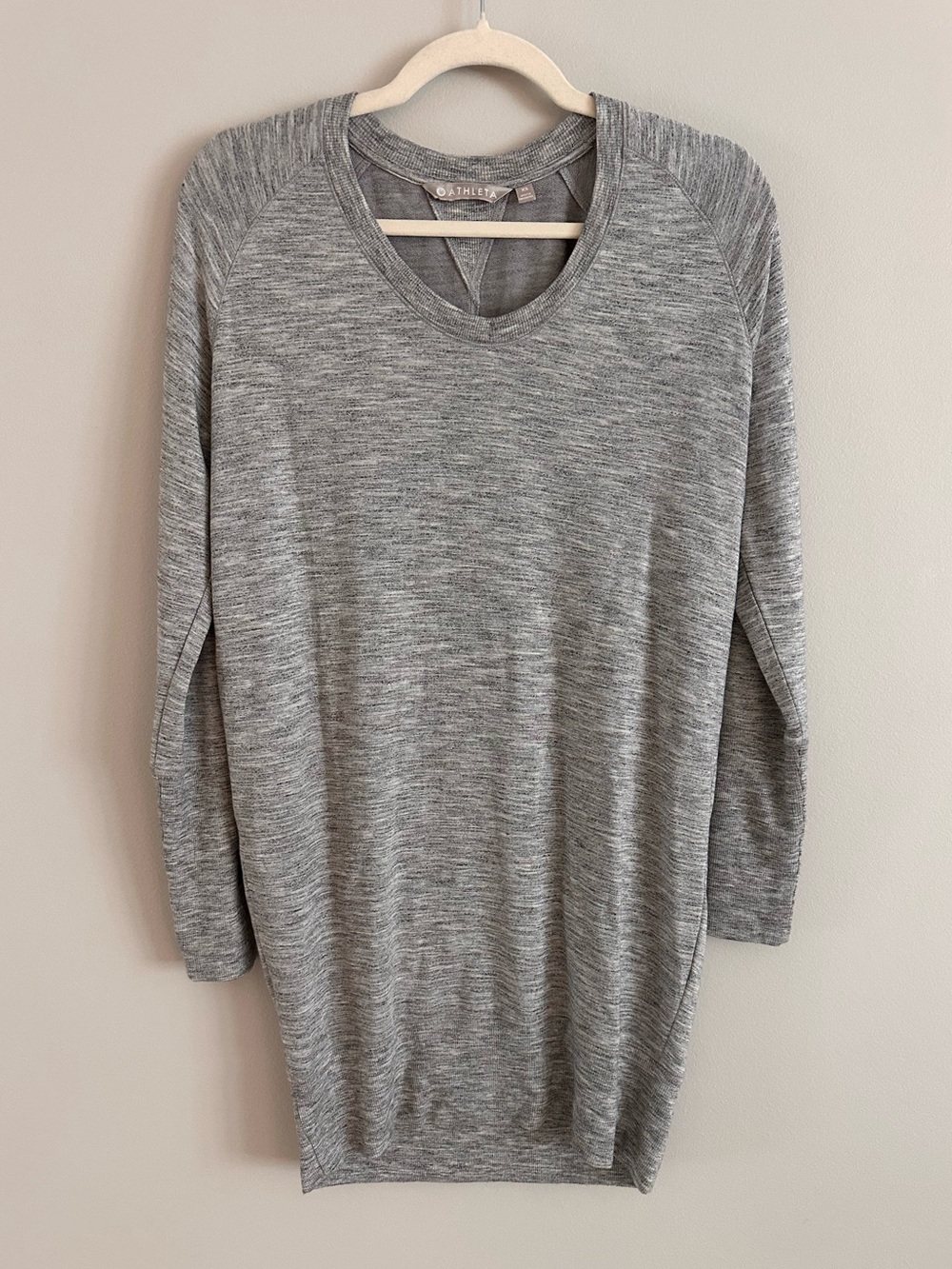 Athleta Nirvana V-Neck Sweatshirt Dress Gray Modal Loose Fit XS